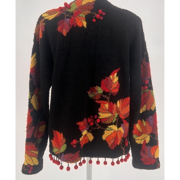 Design Options By Philip And Jane Gordon Fall Leaf Cardigan Sweater Medium Warm - Picture 3 of 13